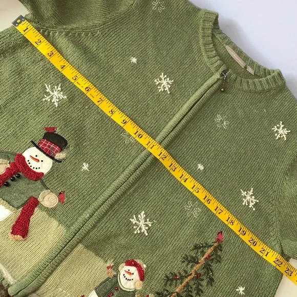 Vintage Ugly Christmas Sweater Snowman Red Birds Button Down Cardigan - Picture 9 of 10